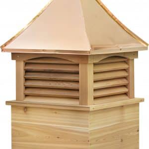 concave copper cupola roof with cedar wood