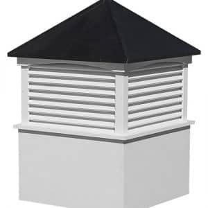 medium square vinyl cupola with louvers and straight aluminum roof
