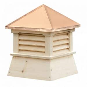 square cupola with louvers and straight copper roof