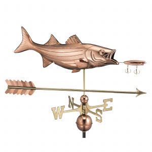 9602pa bass with lure and arrow weathervane pure copper