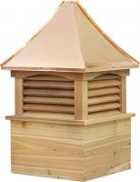 concave copper cupola roof with cedar wood