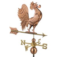 637P crowing rooster weathervane polished copper