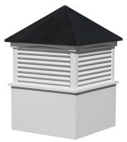 medium square vinyl cupola with louvers and straight aluminum roof