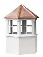 hexagon vinyl cupola with windows and straight copper cupola roof