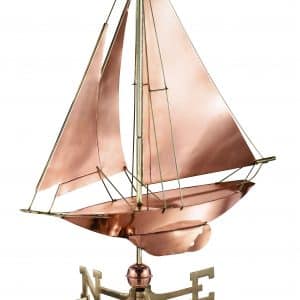 909P racing sloop weathervane polished copper