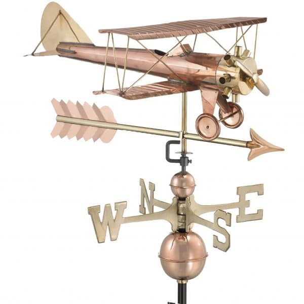 9521pa biplane with arrow weathervane pure copper