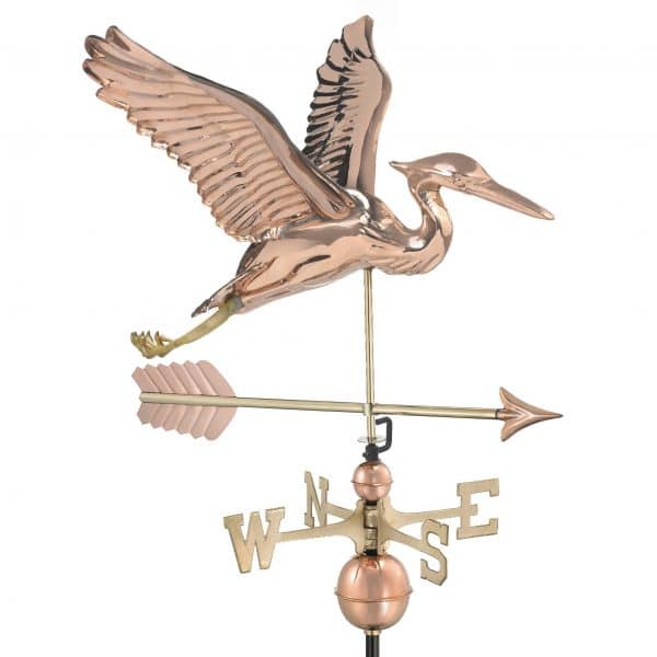 9606pa blue heron with arrow weathervane pure copper